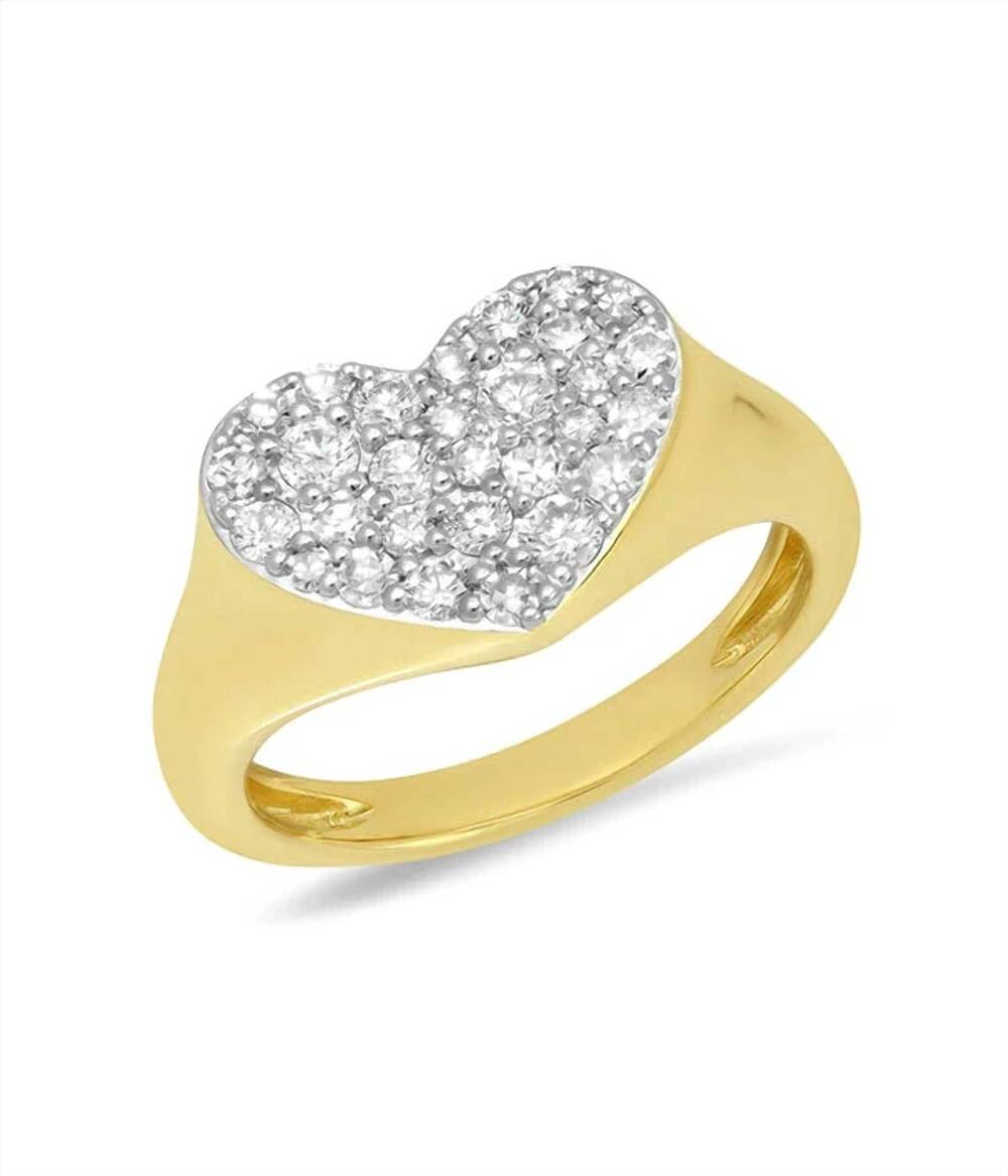 NEW ERINESS smushed heart pinky ring in diamond and gold